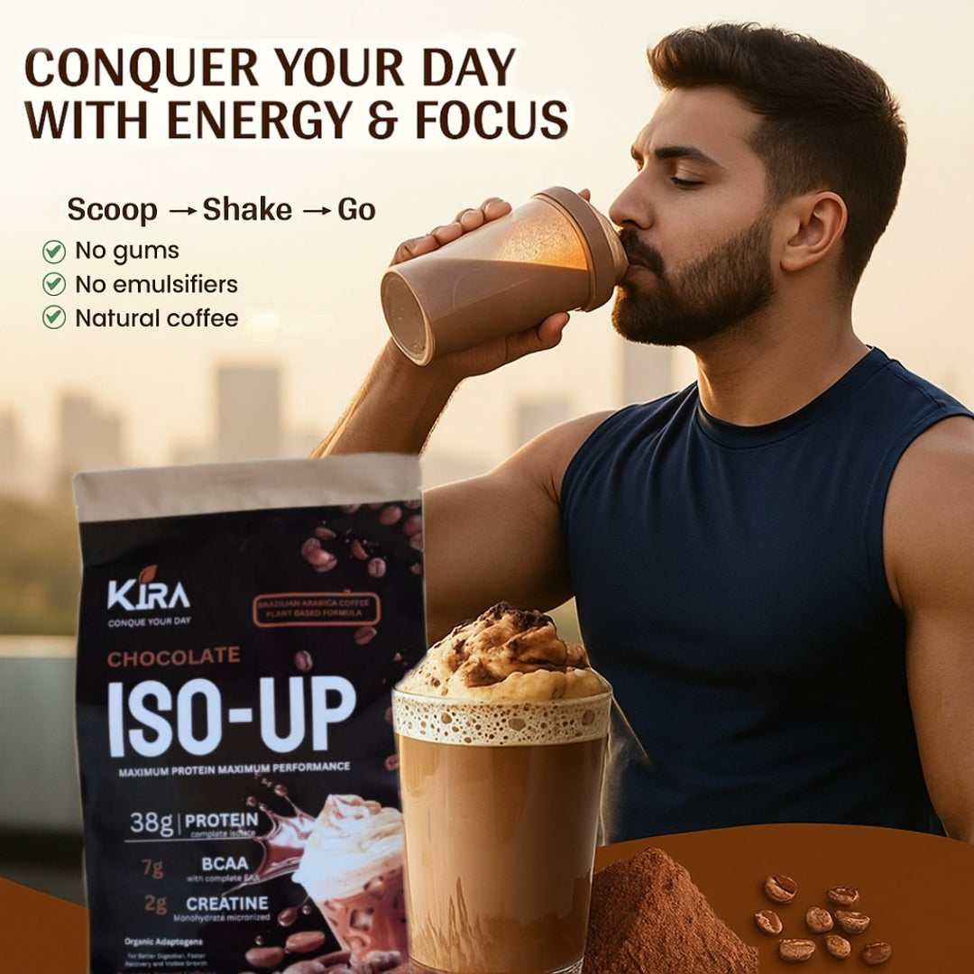 KIRA ISO-UP: Max Performance Protein with Real Coffee, Creatine & BCAA in Chocolate flavour