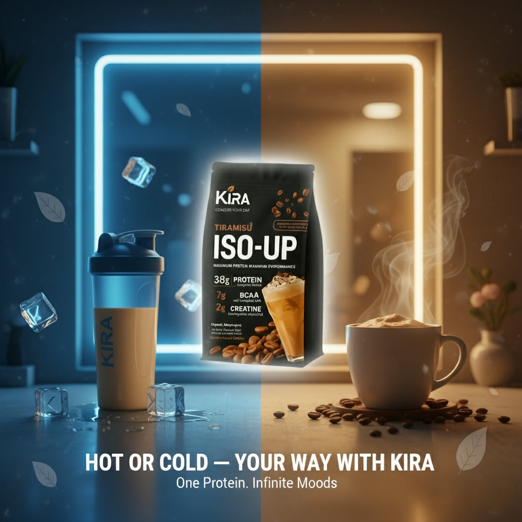 KIRA - ISO-UP: Max Performance Protein with Real Coffee, Creatine & BCAA in Tiramisu flavor