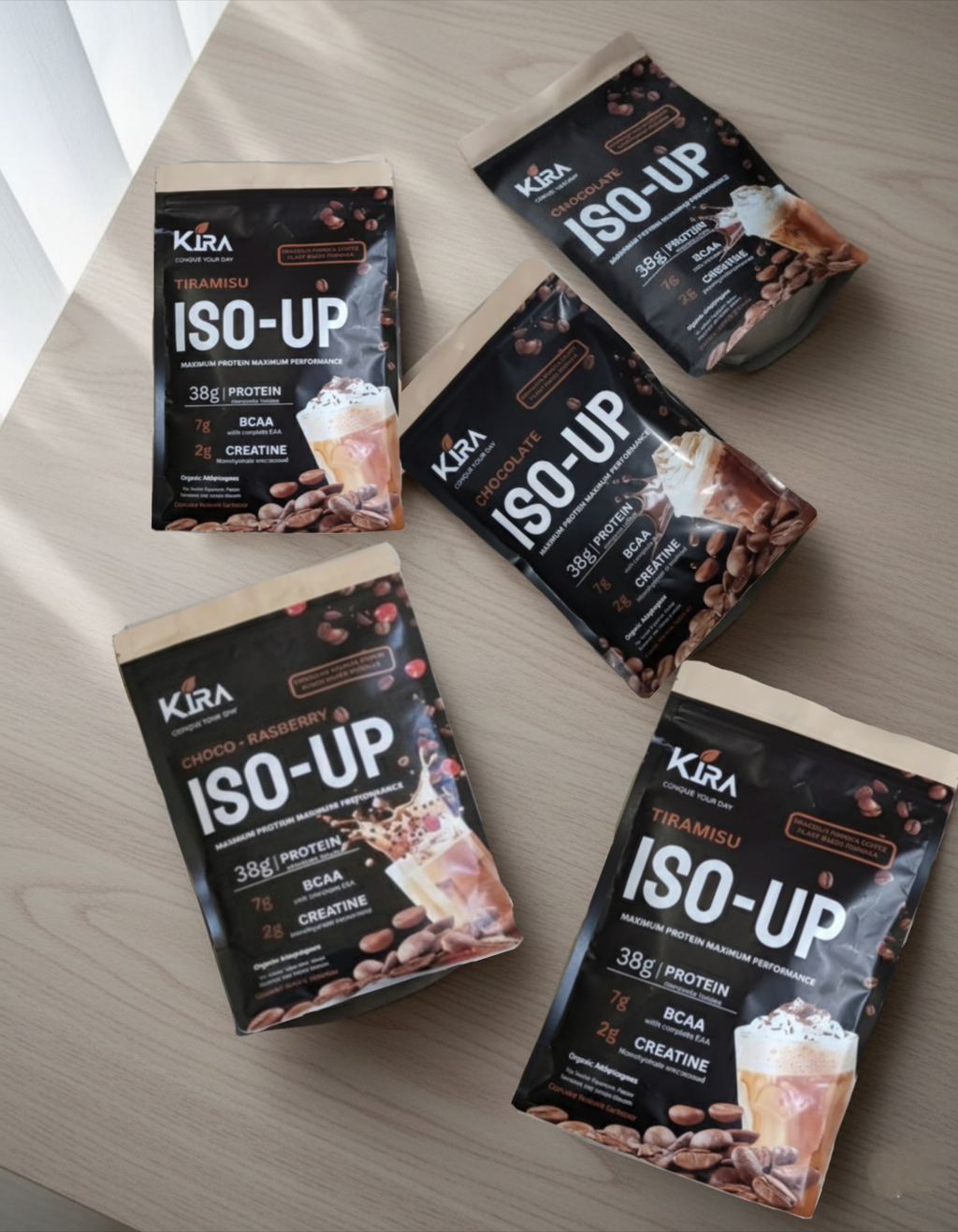 KIRA ISO-UP Max Performance Protein (Trail Pack)- with Real Coffee, Creatine and BCAA