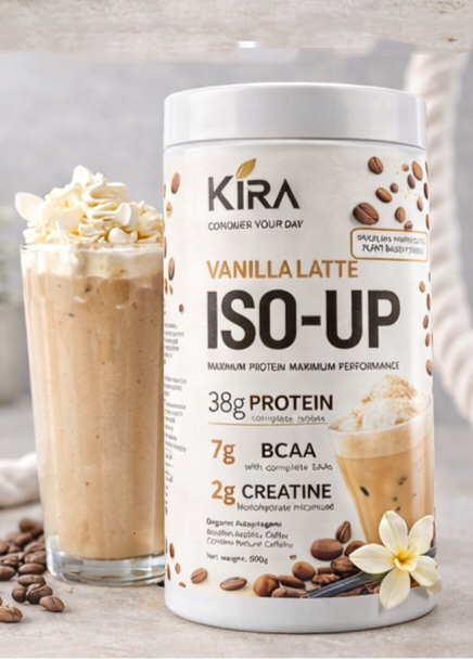 KIRA  ISO-UP PLANT PROTEIN: Vanilla Latte with Real Coffee, Creatine & BCAA