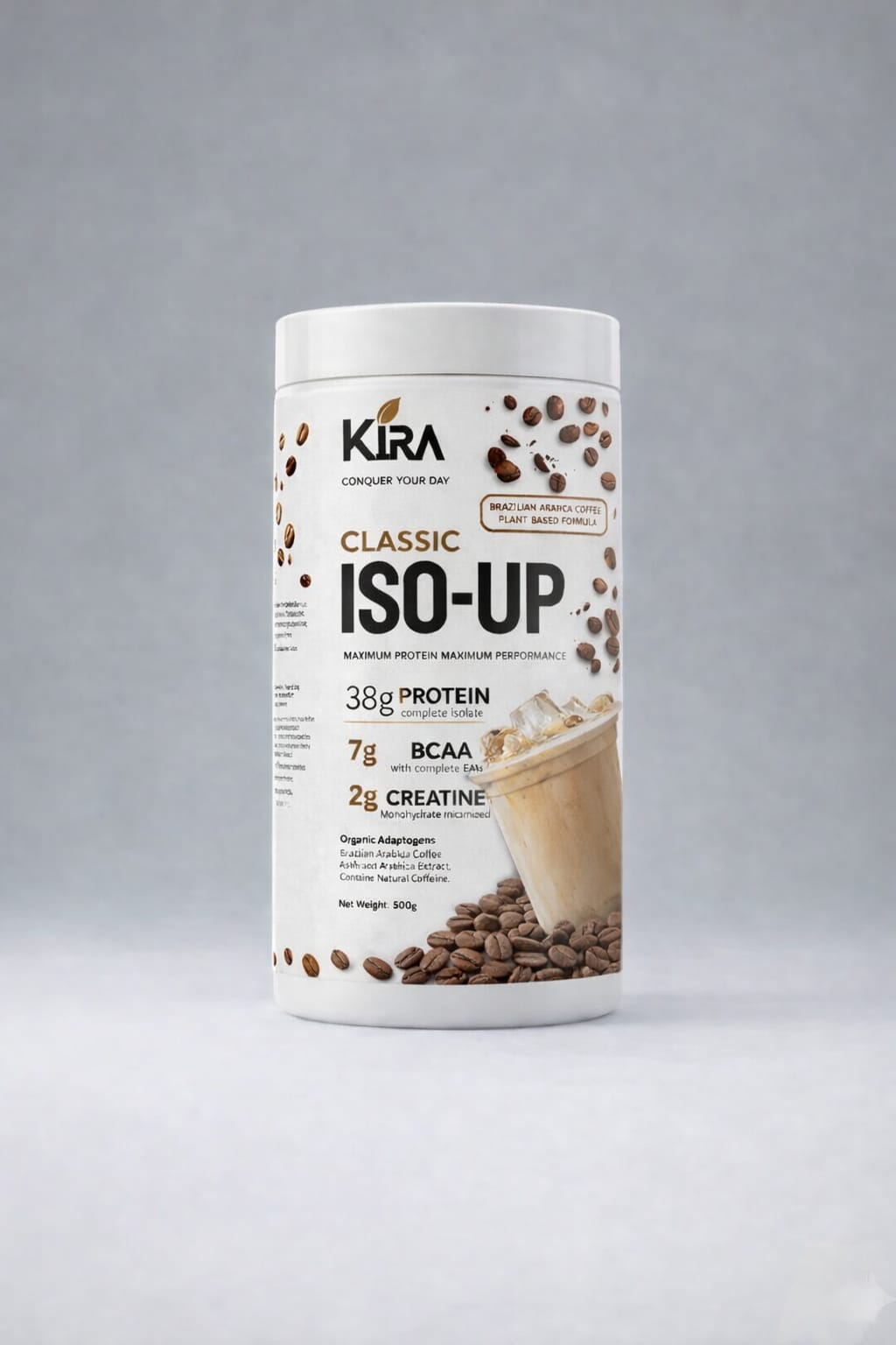 KIRA ISO-UP PLANT PROTEIN: Classic flavor with Real Coffee, Creatine & BCAA