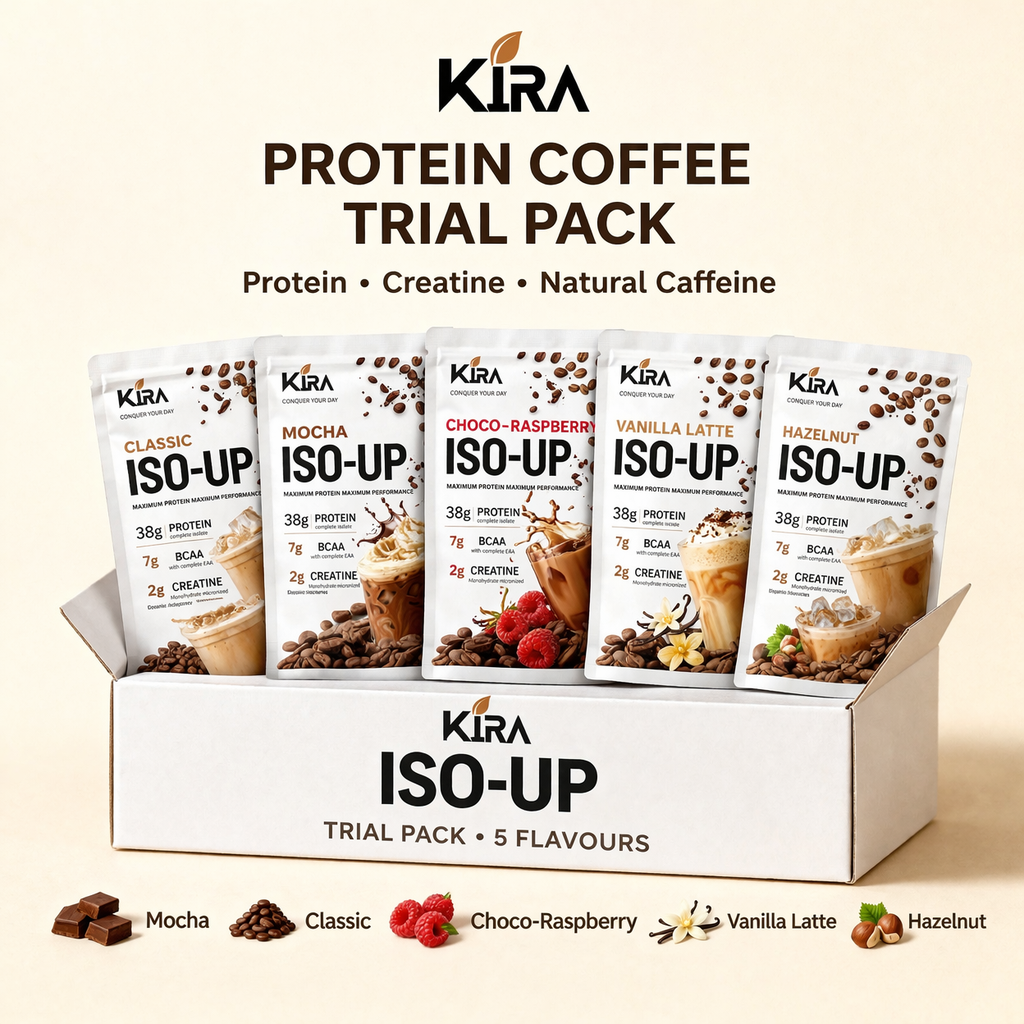 KIRA ISO-UP PLANT PROTEIN: 5 flavor with Real Coffee, Creatine & BCAA