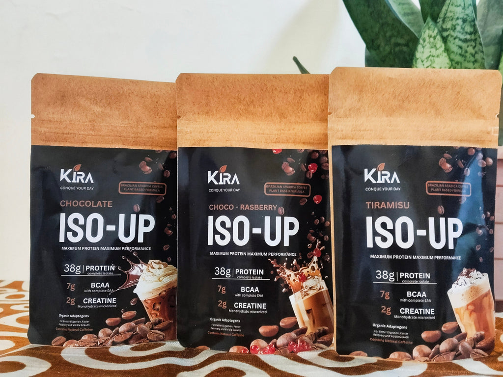 KIRA ISO-UP Max Performance Protein (Trail Pack)- with Real Coffee, Creatine and BCAA